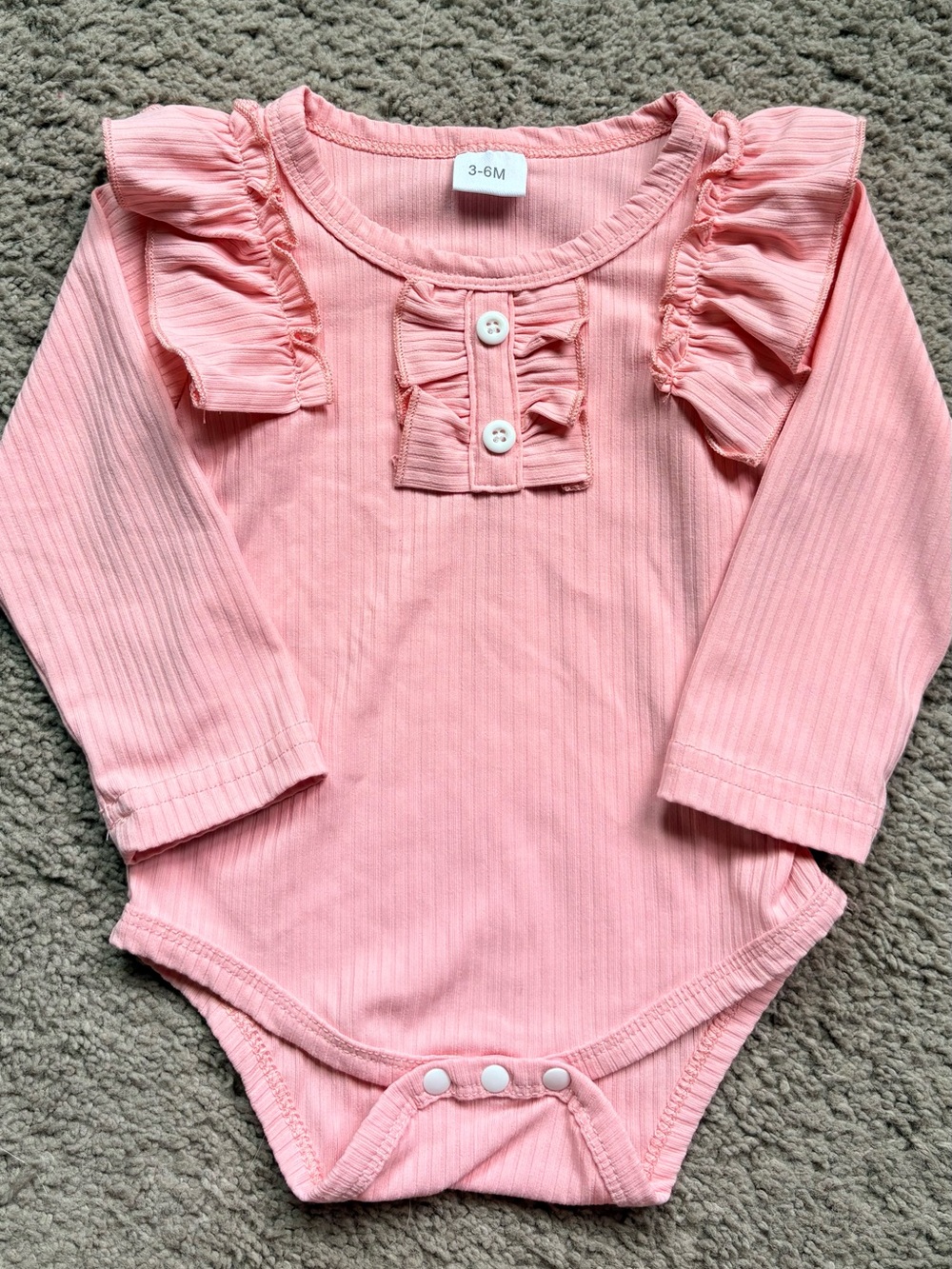 Baby Pink Ruffled Long-Sleeve Bodysuit - 3-6M